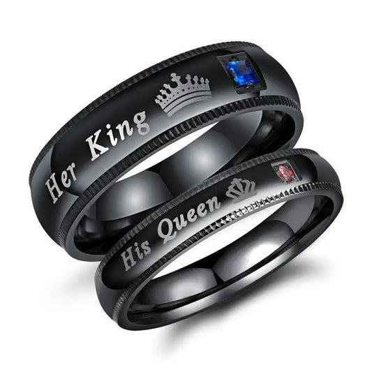 Couple Ring - Zircon Stainless Steel Black Men's Ring/Women's Ring