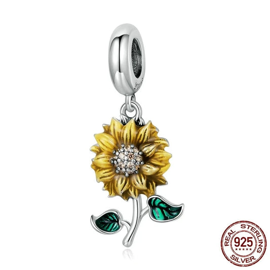 925 Sterling Silver Sunflower Charm