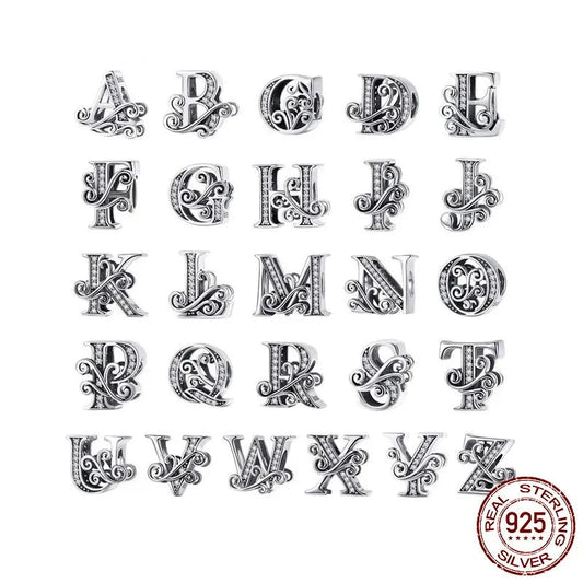 925 Sterling Silver Letter Vintage A to Z 26 Letter Charms