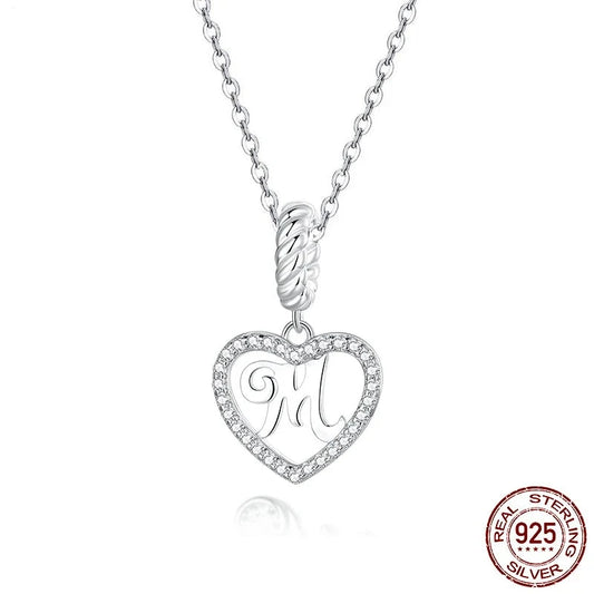 925 Sterling Silver Vintage Initial Pendant Necklace
