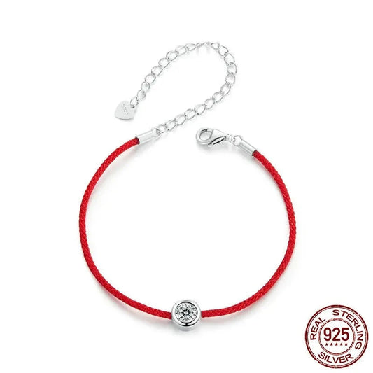 925 Sterling Silver Red String Bracelet
