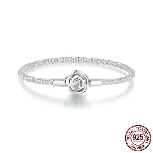925 Sterling Silver Rose Classic Basic Bracelet